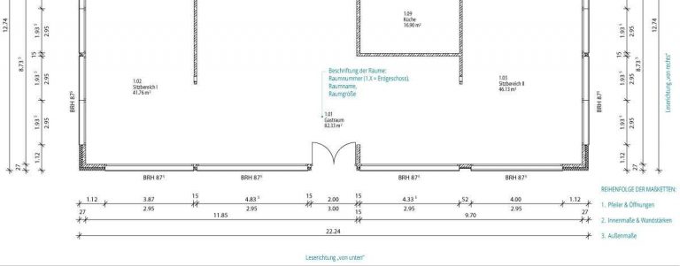 Einführung ins Technische Zeichnen: Bemaßung | © Anett Ring, Architektur-studieren.info