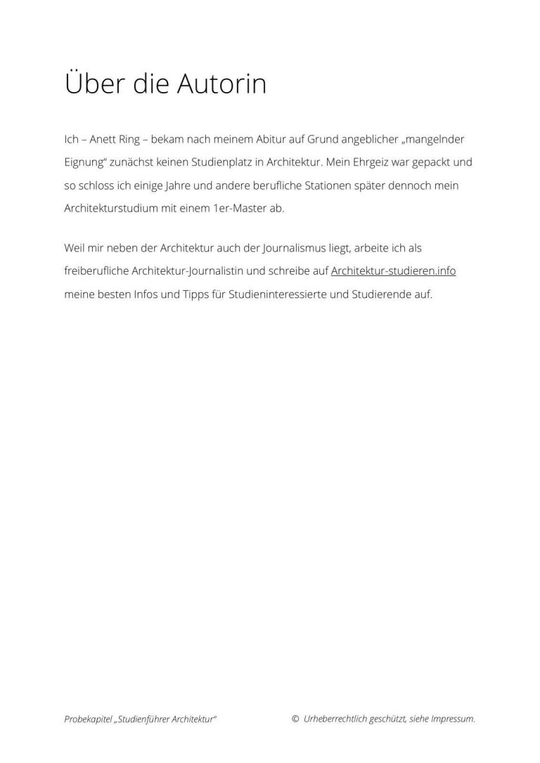 E-Book "Studienführer Architektur" für Studieninteressierte und Bewerber*innen für Architekturstudium | © Anett Ring, Architektur-studieren.info