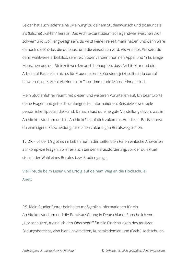 E-Book "Studienführer Architektur" für Studieninteressierte und Bewerber*innen für Architekturstudium | © Anett Ring, Architektur-studieren.info