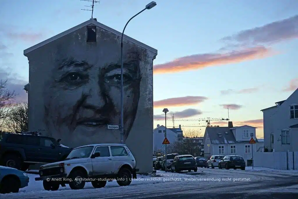 Graffiti in Reykjavík von Guido van Helten | © Anett Ring, Architektur-studieren.info und Stadtsatz.de [Urheberrechtlich geschütztes Werk. Weiterverwendung nicht gestattet.]