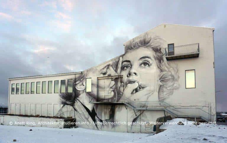 Graffiti in Reykjavík von Guido van Helten | © Anett Ring, Architektur-studieren.info und Stadtsatz.de [Urheberrechtlich geschütztes Werk. Weiterverwendung nicht gestattet.]