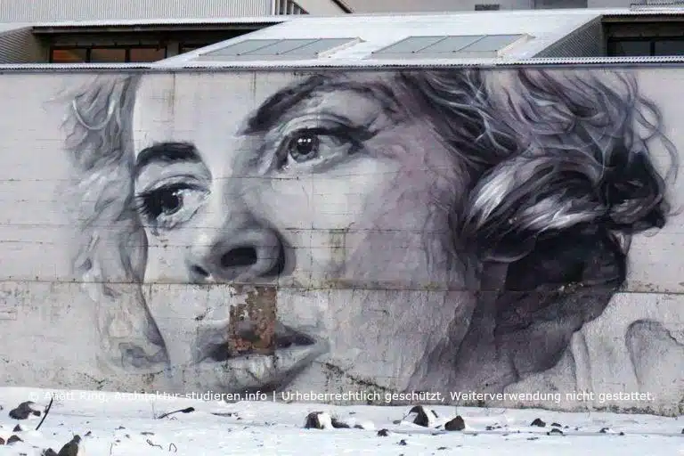 Graffiti in Reykjavík von Guido van Helten | © Anett Ring, Architektur-studieren.info und Stadtsatz.de [Urheberrechtlich geschütztes Werk. Weiterverwendung nicht gestattet.]