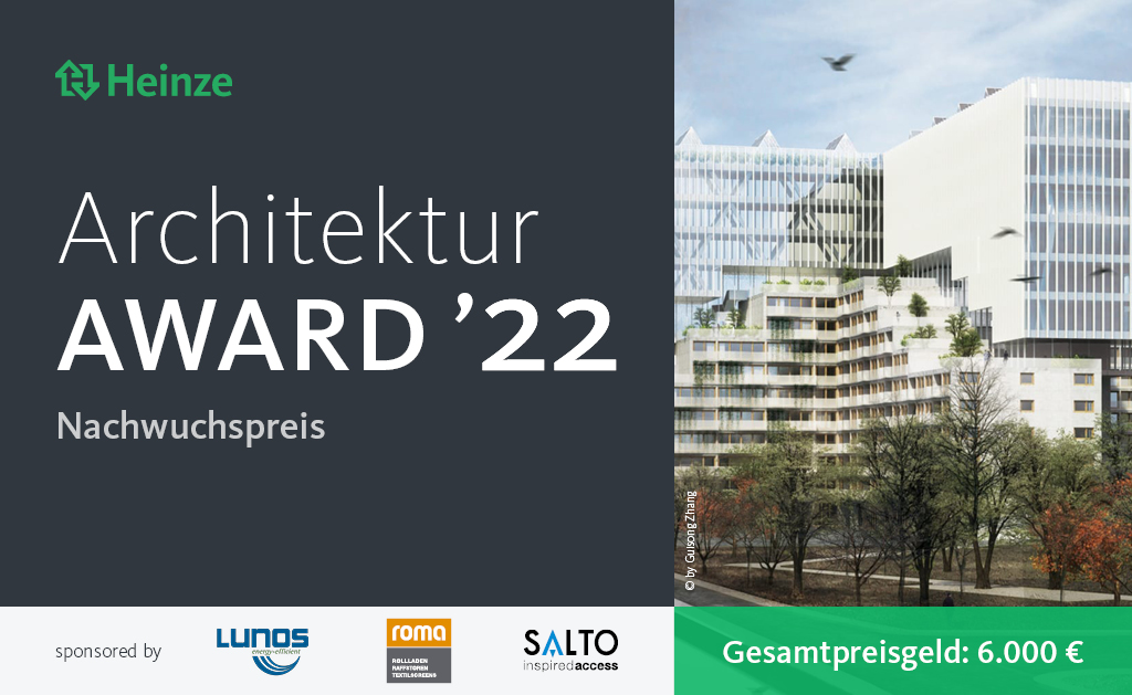 Wettbewerb für Architektur-Student*innen: Nachwuchspreis Heinze ArchitekturAWARD 2022 | © Heinze GmbH, vorgestellt auf Architektur-studieren.info