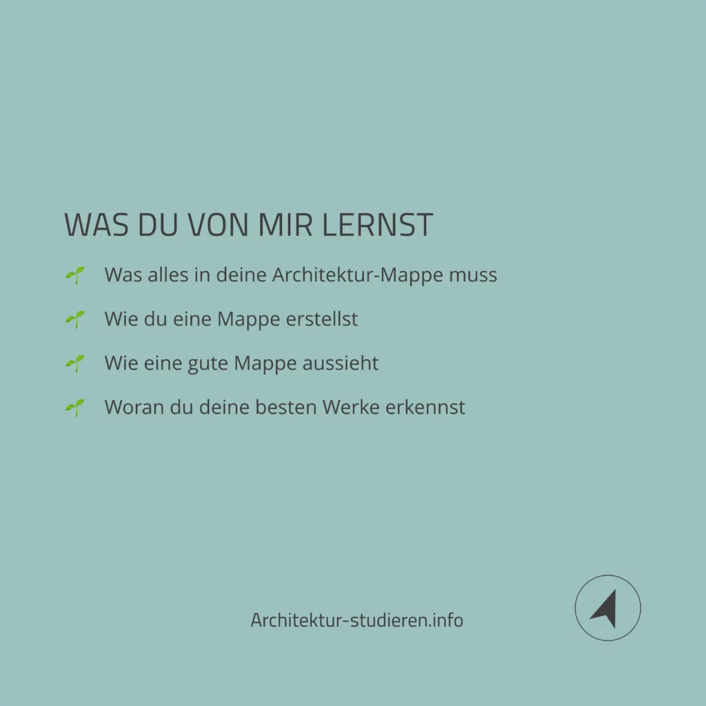 Lerne: Was alles in deine Architektur-Mappe muss, Wie du eine Mappe erstellst, Wie eine gute Mappe aussieht, Woran du deine besten Werke erkennst | Online-Kurs Mappe, © Anett Ring, Architektur-studieren.info