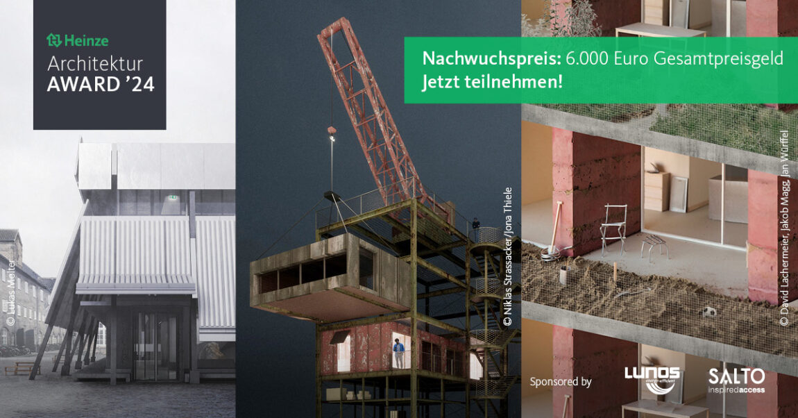 Wettbewerb für Architektur-Student*innen: Nachwuchspreis Heinze ArchitekturAWARD 2024 | © Heinze GmbH, vorgestellt auf Architektur-studieren.info